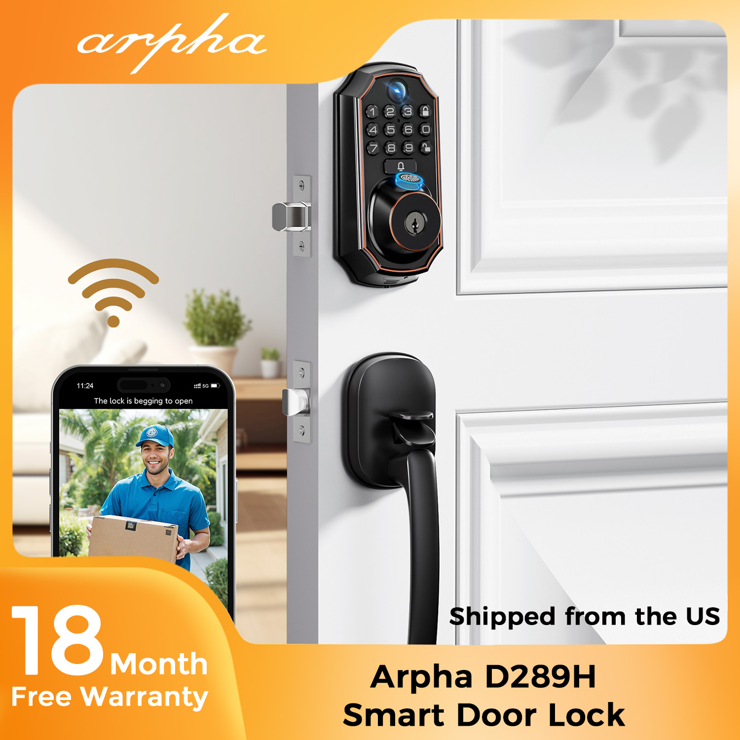 Home Security Front Door Camera - Kunci Pintu Pintar ARPHA D289H dengan